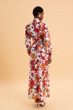 SPRING BOUQUET MIDI LINEN DRESS WITH BELT - Image 3