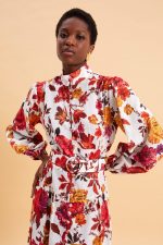 SPRING BOUQUET MIDI LINEN DRESS WITH BELT - Image 2