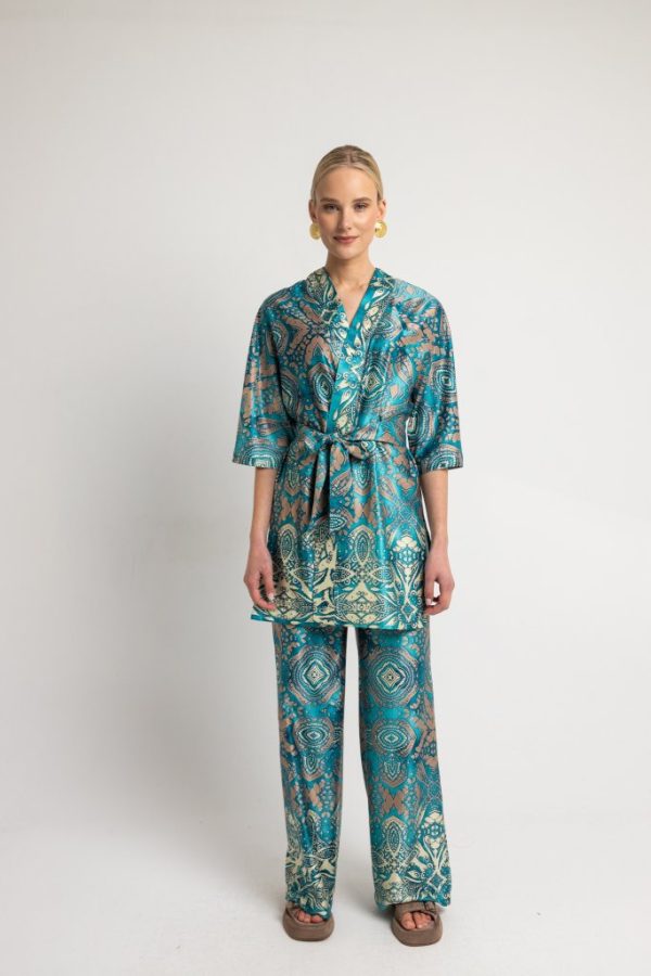 Σετ εμπριμέ με ιδιαίτερο μοτίβο τυρκουαζ - Image 3