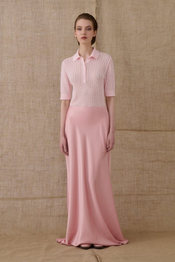 IMG_2417 Dusty Pink Satin Mermaid Skirt - Image 1