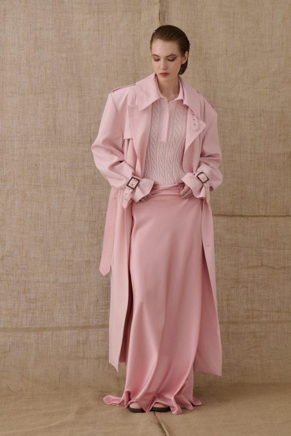 Dusty Pink Satin Mermaid Skirt - Image 3