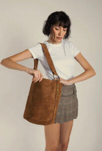 SANDRA BUCKETBAG (camel suede genuine leather)