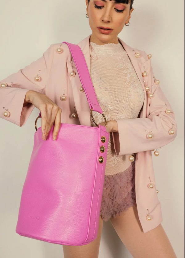 SANDRA BUCKETBAG (hot pink dolaro genuine leather) - Image 4