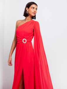 One shoulder φόρεμα με αγκράφα