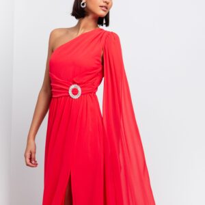 One shoulder φόρεμα με αγκράφα