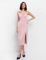 Midi φόρεμα με απλικέ κόσμημα