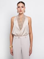 Satin τοπ με δαντέλα