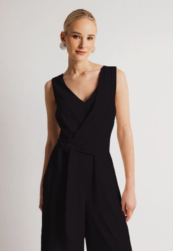 Φόρμα ολόσωμη με ζώνη μαύρη - Image 2