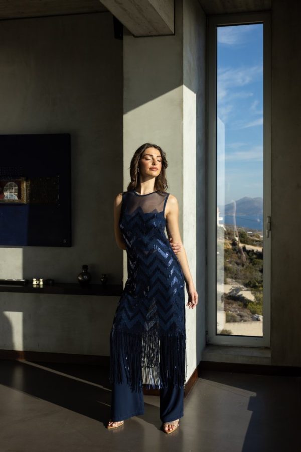 Φόρεμα μίντι με κρόσια - Image 1