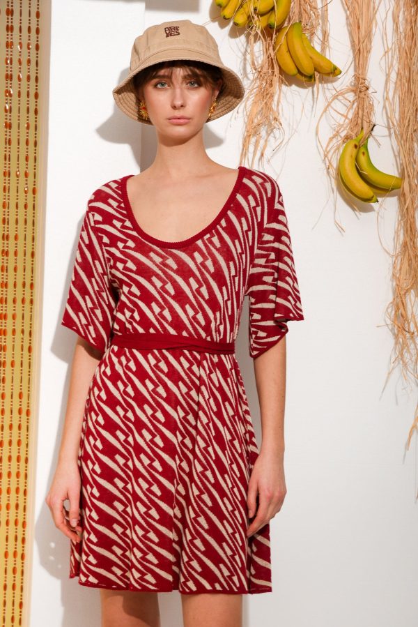 CHILL ISLAND MINI KNITTED DRESS BORDEAUX - Image 1