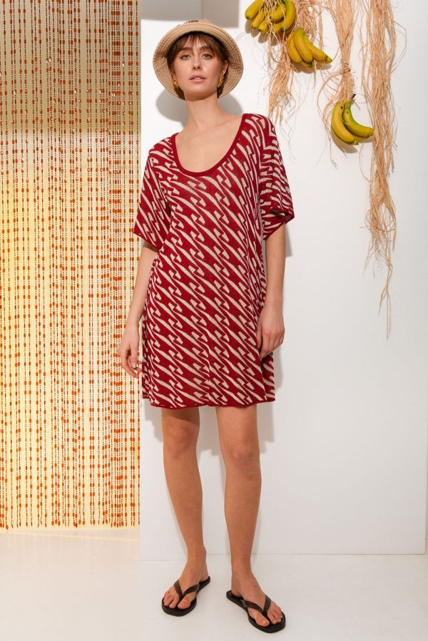 CHILL ISLAND MINI KNITTED DRESS BORDEAUX - Image 3