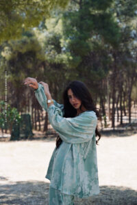 CYNTHIA MINT SATIN BLOUSE - Image 2