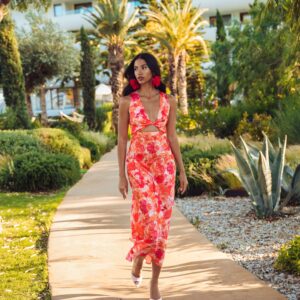 SUNSET DREAM MIDI SATIN DRESS