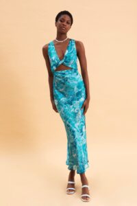 PAISLEY WAVES MIDI SATIN DRESS - Image 4