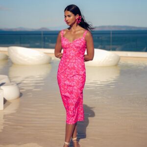 FUCHSIA PASSION MIDI 100% COTTON DRESS