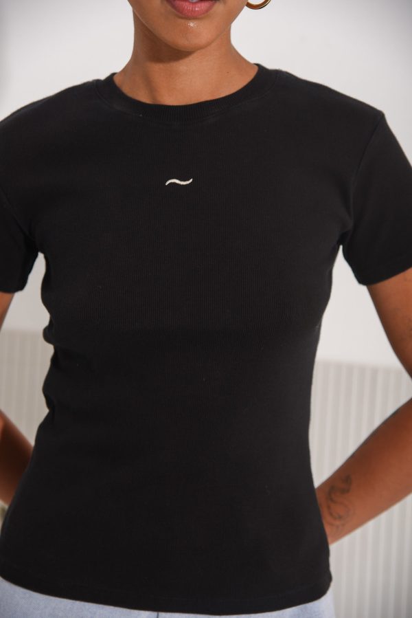 SALTFISH RIBBED TEE BLACK - Image 2