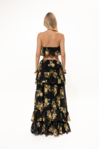 Black Floral Ruffled Skirt - Image 2