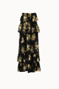 Black Floral Ruffled Skirt - Image 3