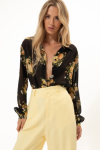 Black Floral Slim-Fit Shirt