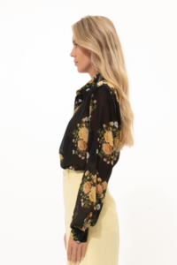 Black Floral Slim-Fit Shirt - Image 3