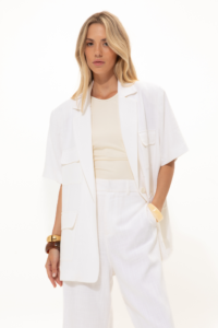 White Short-Sleeved Blazer