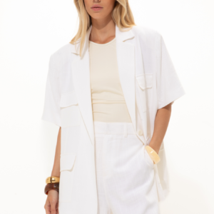 White Short-Sleeved Blazer