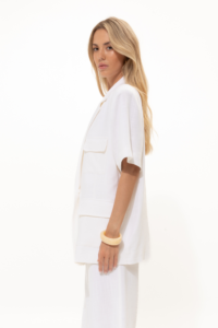 White Short-Sleeved Blazer - Image 2