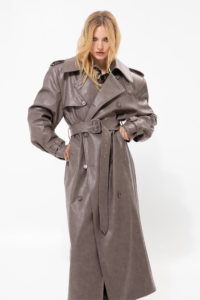 Faux Leather Trench Coat