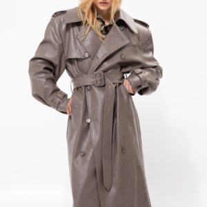 Faux Leather Trench Coat