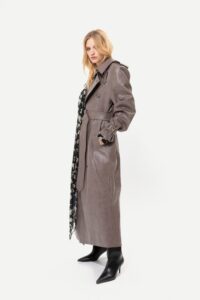 Faux Leather Trench Coat - Image 3