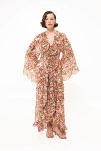 Pink Floral Ruffled Kimono - Image 2