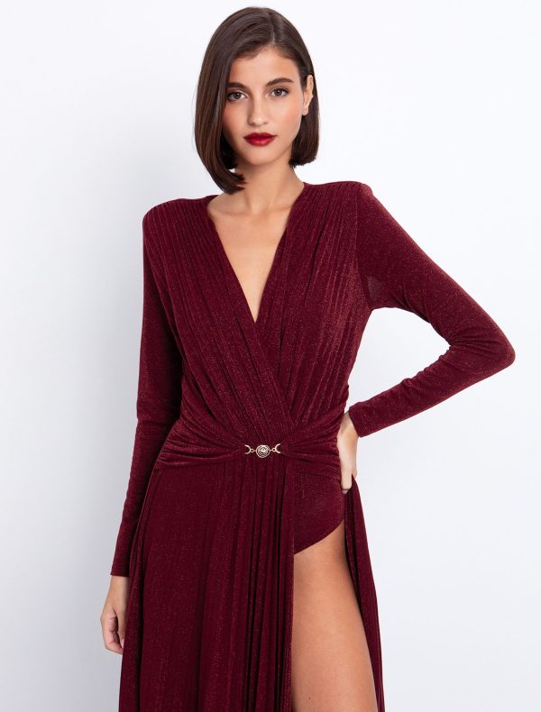 Lurex maxi φόρεμα με αγκράφα - Image 4