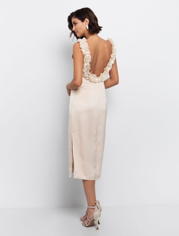 Satin φόρεμα με 3dβολάν - Image 3