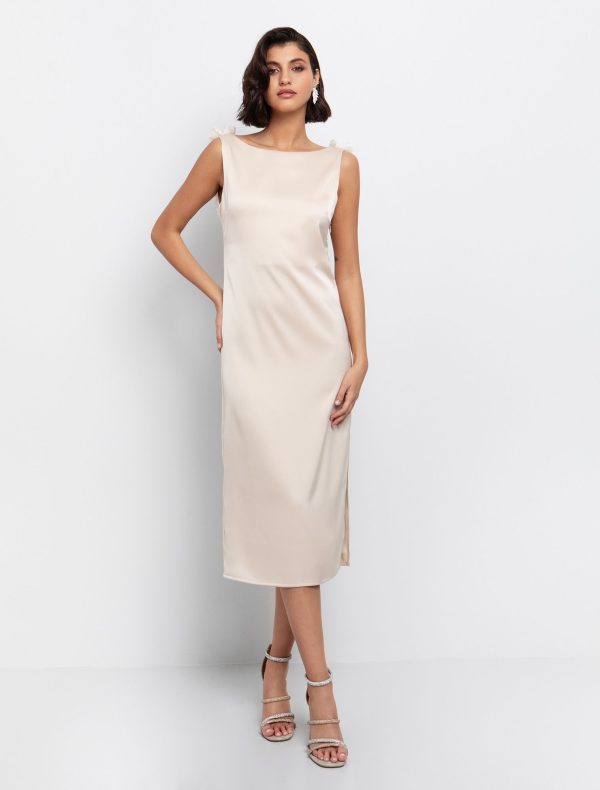 Satin φόρεμα με 3dβολάν - Image 2