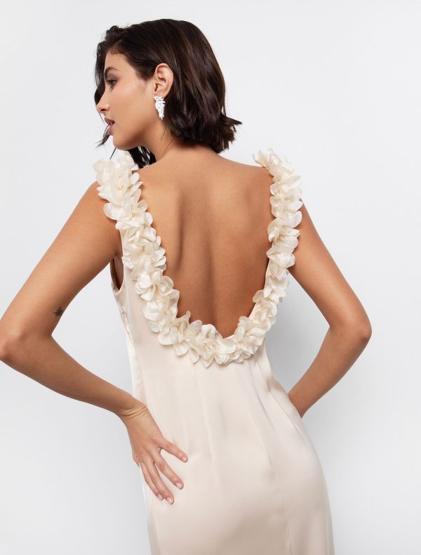 Satin φόρεμα με 3dβολάν - Image 1