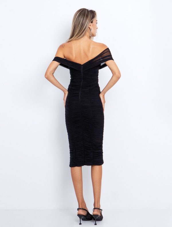 Tulle φόρεμα με σούρες black - Image 2