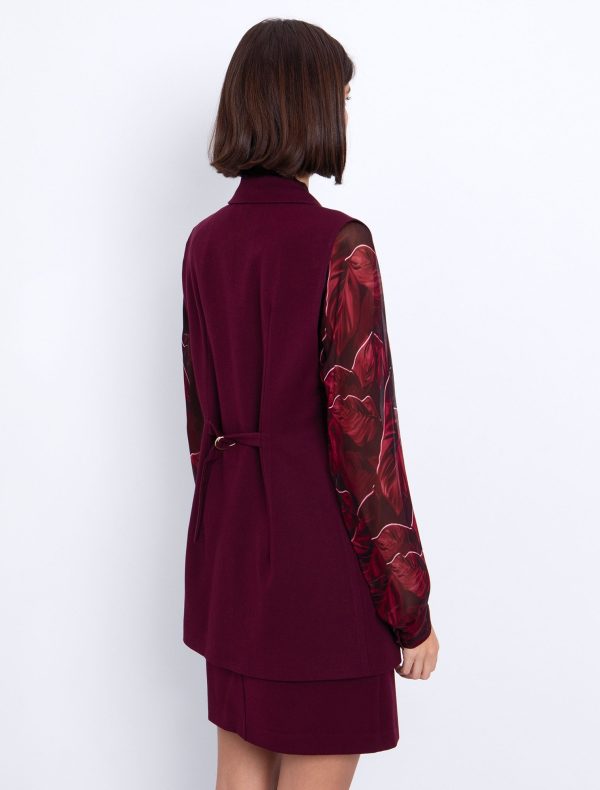 Mid length γιλέκο σε ίσια γραμμή μπορντώ - Image 2