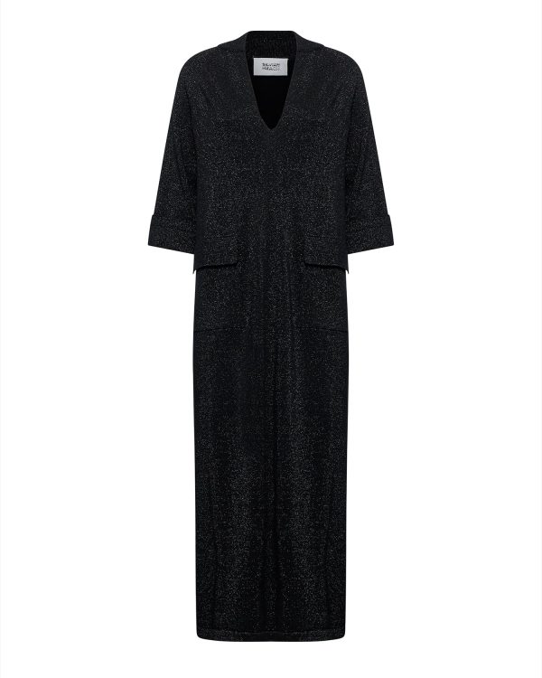 LONG DRESS WITH MICRO-LUREX AND V-NECK - Image 1