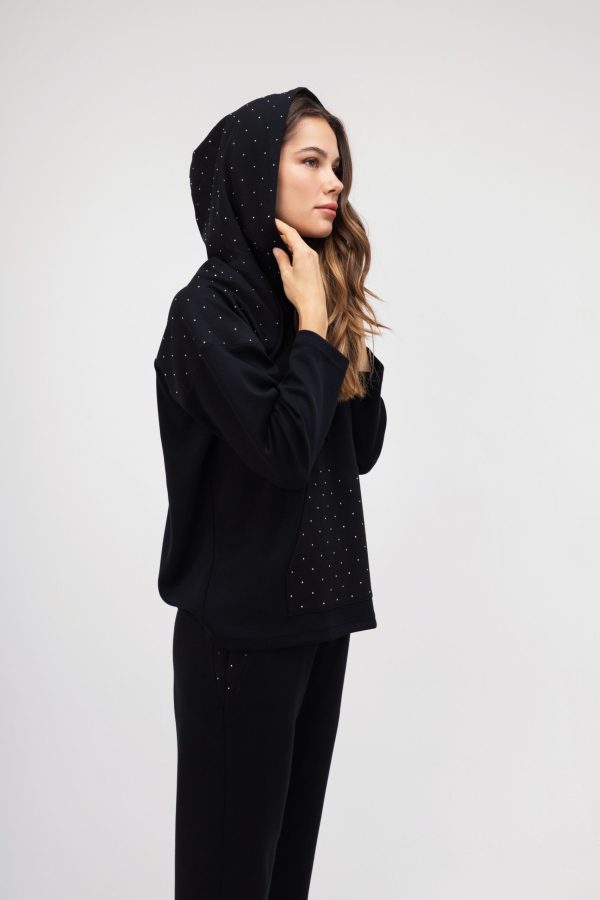 Σετ Φούτερ-Μπλούζα μαυρη με strass με παντελόνι - Image 4