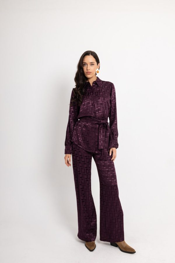 Σετ με διακριτικό μοτίβο σκούρο μωβ - Image 2