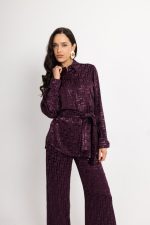 Σετ με διακριτικό μοτίβο σκούρο μωβ - Image 3