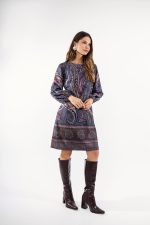 Φόρεμα midi με λαχούρια γκρι