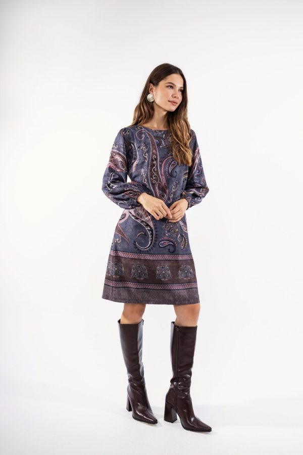 Φόρεμα midi με λαχούρια γκρι - Image 1