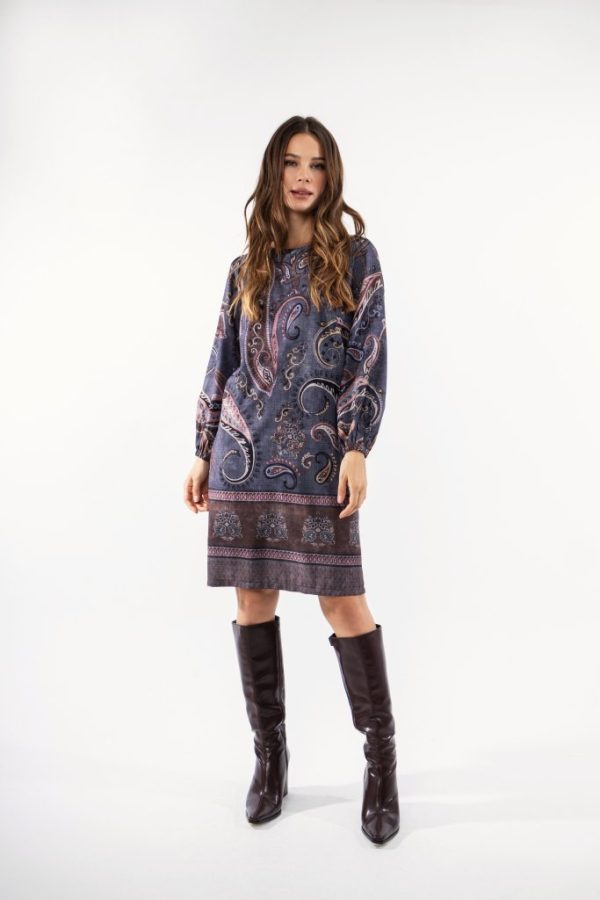 Φόρεμα midi με λαχούρια γκρι - Image 3