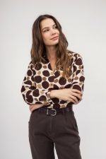 Πουκάμισο καφέ κυκλικά σχέδια