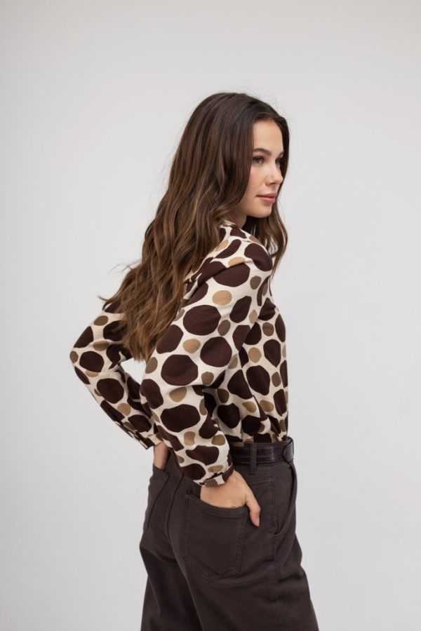 Πουκάμισο καφέ κυκλικά σχέδια - Image 2