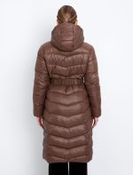 Mακρύ μπουφάν με ζώνη & κουκούλα - Image 2