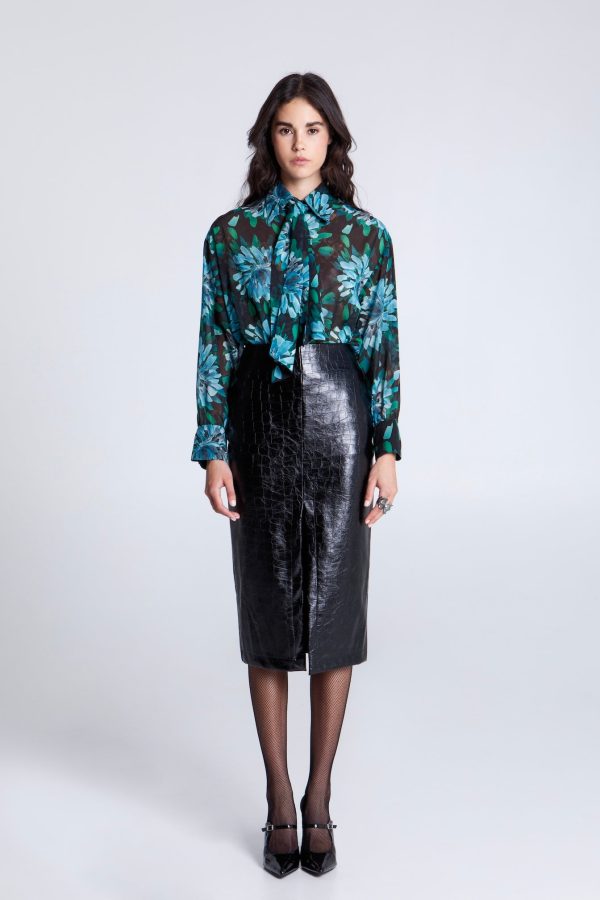 IMG_3897 BLACK CROCO MIDI SKIRT - Image 1