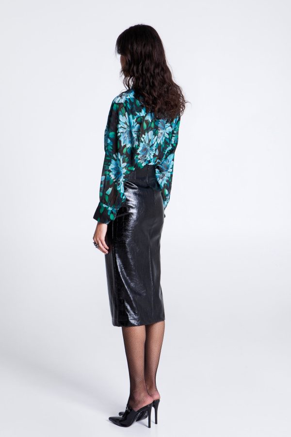 BLACK CROCO MIDI SKIRT - Image 2