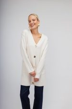 Πουλόβερ-Ζακέτα εκρού με χρυσά κουμπιά - Image 2